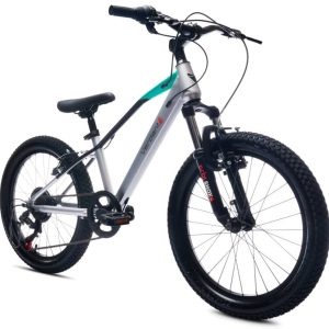 VERDANT barncykel 20 tum pojkar 6 växlar SHIMANO justerbar (Silver)