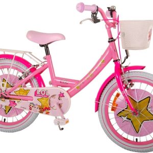 LOL Surprise barncykel - Flickor - 18 tum - Rosa - Två handbromsar - Med korg