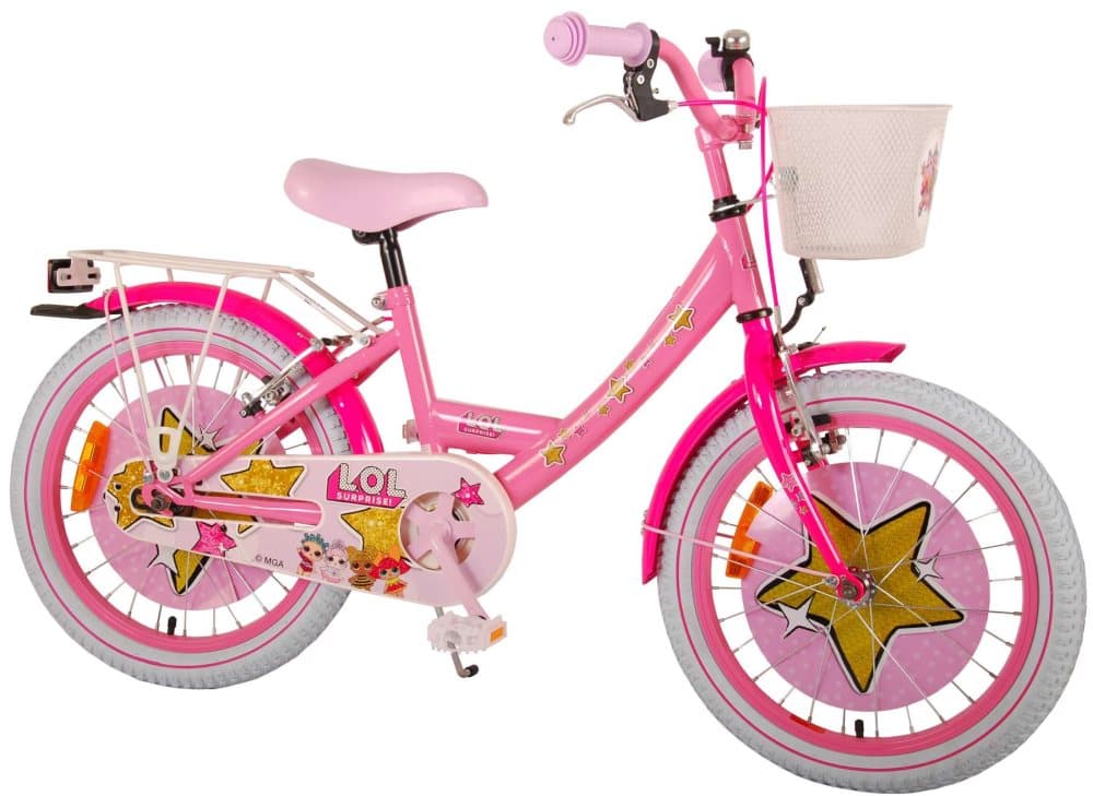 LOL Surprise barncykel - Flickor - 18 tum - Rosa - Två handbromsar - Med korg