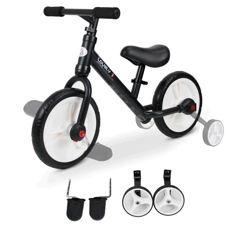 Rootz Balanscykel för barn - Lärcykel - Barncykel med träningshjul och pedaler - Justerbar sitshöjd - Svart