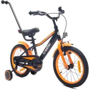 Tracker Barncykel 16 tum pojkar cykel träningshjul med tryckstång från (Orange Neon
