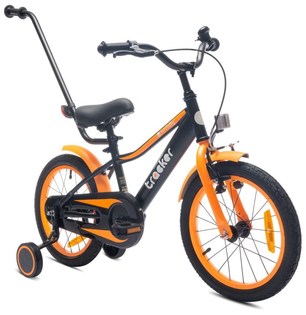 Tracker Barncykel 16 tum pojkar cykel träningshjul med tryckstång från (Orange Neon