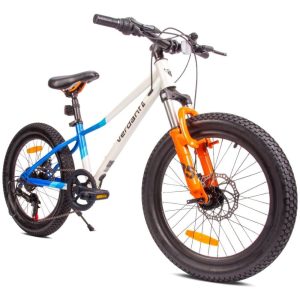 Verdant Bike Barncykel 20 tum 6 växlad Shimano höjdjusterbar flickcykel (Vit Blå Orange)